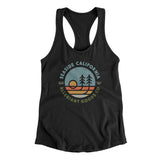 Seaside California Retro Badge Women's Racerback Tank-Black-Allegiant Goods Co. Vintage Sports Apparel