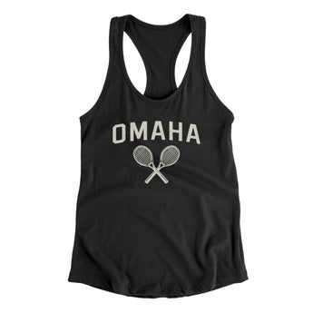 Omaha Tennis Women's Racerback Tank-Black-Allegiant Goods Co. Vintage Sports Apparel