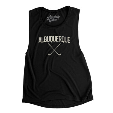 Albuquerque Golf Women's Flowey Scoopneck Muscle Tank-Black-Allegiant Goods Co. Vintage Sports Apparel