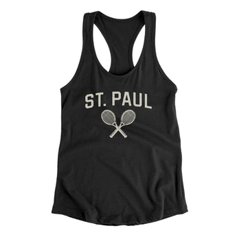St. Paul Tennis Women's Racerback Tank-Black-Allegiant Goods Co. Vintage Sports Apparel