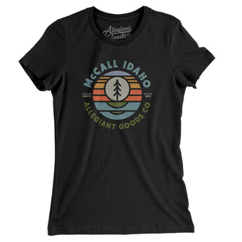 Mccall Idaho Retro Badge Women's T-Shirt-Black-Allegiant Goods Co. Vintage Sports Apparel