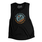 Julian California Retro Badge Women's Flowey Scoopneck Muscle Tank-Black-Allegiant Goods Co. Vintage Sports Apparel