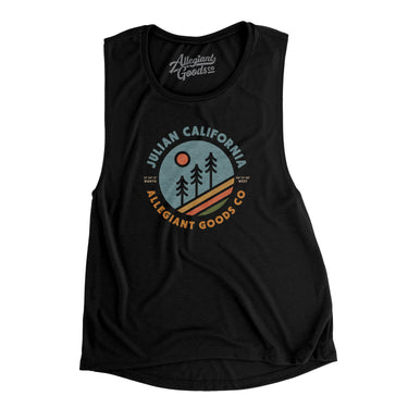 Julian California Retro Badge Women's Flowey Scoopneck Muscle Tank-Black-Allegiant Goods Co. Vintage Sports Apparel