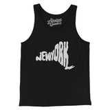 New York State Shape Text Men/Unisex Tank Top-Black-Allegiant Goods Co. Vintage Sports Apparel