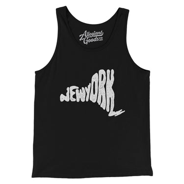 New York State Shape Text Men/Unisex Tank Top-Black-Allegiant Goods Co. Vintage Sports Apparel