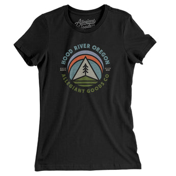 Hood River Oregon Retro Badge Women's T-Shirt-Black-Allegiant Goods Co. Vintage Sports Apparel