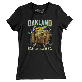 Oakland Baseball Throwback Mascot Women's T-Shirt-Black-Allegiant Goods Co. Vintage Sports Apparel