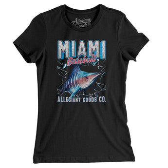 Miami Baseball Throwback Mascot Women's T-Shirt-Allegiant Goods Co. Vintage Sports Apparel