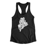 Maine State Shape Text Women's Racerback Tank-Black-Allegiant Goods Co. Vintage Sports Apparel