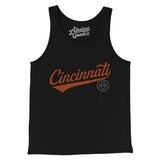 Cincinnati Vintage Script Men/Unisex Tank Top-Black-Allegiant Goods Co. Vintage Sports Apparel