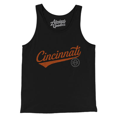 Cincinnati Vintage Script Men/Unisex Tank Top-Black-Allegiant Goods Co. Vintage Sports Apparel