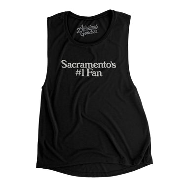 Sacramento's Number 1 Fan Women's Flowey Scoopneck Muscle Tank-Black-Allegiant Goods Co. Vintage Sports Apparel
