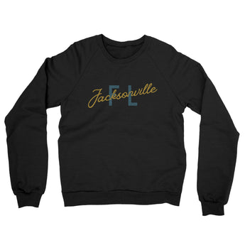Jacksonville Fl Overprinted Midweight French Terry Crewneck Sweatshirt-Allegiant Goods Co. Vintage Sports Apparel