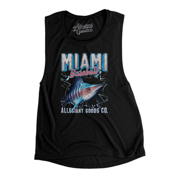 Miami Baseball Throwback Mascot Women's Flowey Scoopneck Muscle Tank-Allegiant Goods Co. Vintage Sports Apparel