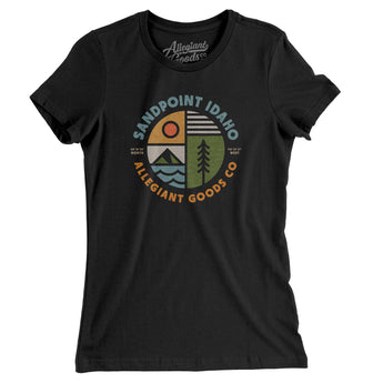 Sandpoint Idaho Retro Badge Women's T-Shirt-Black-Allegiant Goods Co. Vintage Sports Apparel