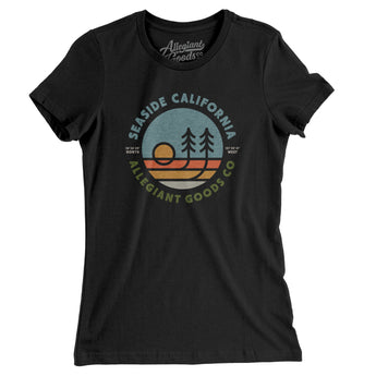 Seaside California Retro Badge Women's T-Shirt-Black-Allegiant Goods Co. Vintage Sports Apparel