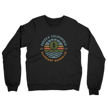 Eureka California Retro Badge Midweight French Terry Crewneck Sweatshirt-Black-Allegiant Goods Co. Vintage Sports Apparel