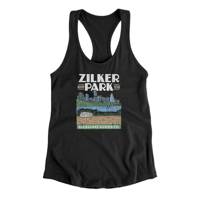 Zilker Park Women's Racerback Tank-Black-Allegiant Goods Co. Vintage Sports Apparel