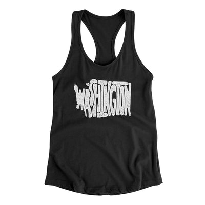 Washington State Shape Text Women's Racerback Tank-Black-Allegiant Goods Co. Vintage Sports Apparel