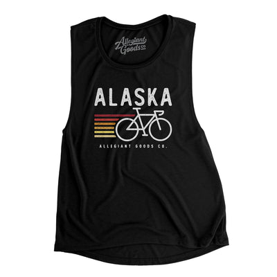 Alaska Cycling Women's Flowey Scoopneck Muscle Tank-Black-Allegiant Goods Co. Vintage Sports Apparel