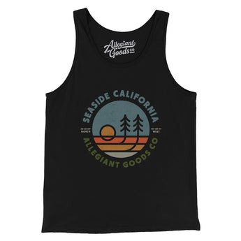 Seaside California Retro Badge Men/Unisex Tank Top-Black-Allegiant Goods Co. Vintage Sports Apparel