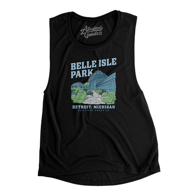 Belle Isle Park Women's Flowey Scoopneck Muscle Tank-Black-Allegiant Goods Co. Vintage Sports Apparel