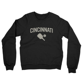 Cincinnati Pickleball Midweight French Terry Crewneck Sweatshirt-Black-Allegiant Goods Co. Vintage Sports Apparel