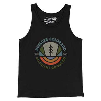 Boulder Colorado Retro Badge Men/Unisex Tank Top-Black-Allegiant Goods Co. Vintage Sports Apparel
