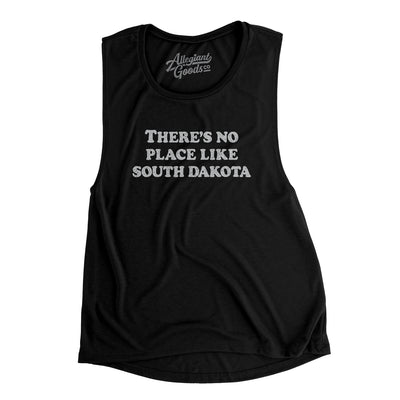 There's No Place Like South Dakota Women's Flowey Scoopneck Muscle Tank-Black-Allegiant Goods Co. Vintage Sports Apparel