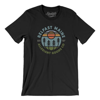 Belfast Maine Retro Badge Men/Unisex T-Shirt-Black-Allegiant Goods Co. Vintage Sports Apparel
