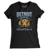 Detroit Football Throwback Mascot Women's T-Shirt-Black-Allegiant Goods Co. Vintage Sports Apparel