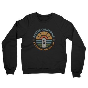 Arcata California Retro Badge Midweight French Terry Crewneck Sweatshirt-Black-Allegiant Goods Co. Vintage Sports Apparel