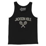 Jackson Hole Tennis Men/Unisex Tank Top-Black-Allegiant Goods Co. Vintage Sports Apparel
