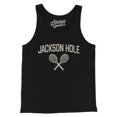 Jackson Hole Tennis Men/Unisex Tank Top-Black-Allegiant Goods Co. Vintage Sports Apparel