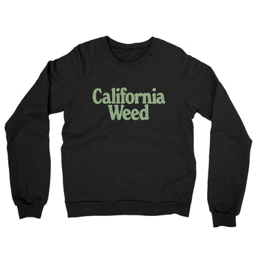 California Weed Midweight French Terry Crewneck Sweatshirt-Black-Allegiant Goods Co. Vintage Sports Apparel
