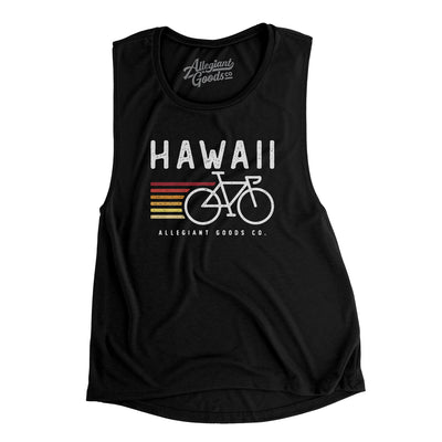 Hawaii Cycling Women's Flowey Scoopneck Muscle Tank-Black-Allegiant Goods Co. Vintage Sports Apparel