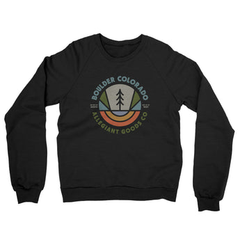 Boulder Colorado Retro Badge Midweight French Terry Crewneck Sweatshirt-Black-Allegiant Goods Co. Vintage Sports Apparel