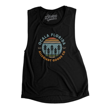 Ocala Florida Retro Badge Women's Flowey Scoopneck Muscle Tank-Allegiant Goods Co. Vintage Sports Apparel