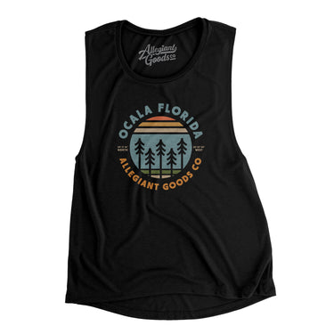 Ocala Florida Retro Badge Women's Flowey Scoopneck Muscle Tank-Allegiant Goods Co. Vintage Sports Apparel