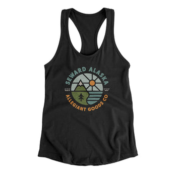 Seward Alaska Retro Badge Women's Racerback Tank-Black-Allegiant Goods Co. Vintage Sports Apparel