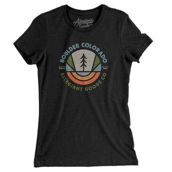 Boulder Colorado Retro Badge Women's T-Shirt-Black-Allegiant Goods Co. Vintage Sports Apparel