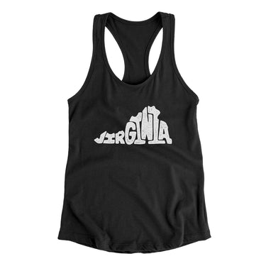 Virginia State Shape Text Women's Racerback Tank-Black-Allegiant Goods Co. Vintage Sports Apparel