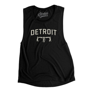 Detroit Cycling Women's Flowey Scoopneck Muscle Tank-Black-Allegiant Goods Co. Vintage Sports Apparel