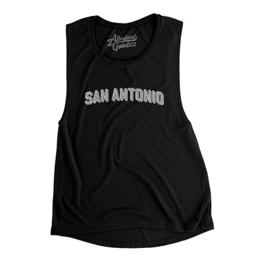 San Antonio Varsity Women's Flowey Scoopneck Muscle Tank-Black-Allegiant Goods Co. Vintage Sports Apparel