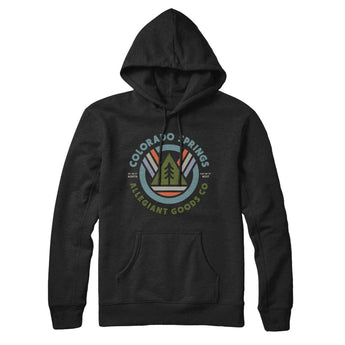 Colorado Springs Retro Badge Hoodie-Black-Allegiant Goods Co. Vintage Sports Apparel