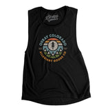 Ouray Colorado Retro Badge Women's Flowey Scoopneck Muscle Tank-Black-Allegiant Goods Co. Vintage Sports Apparel