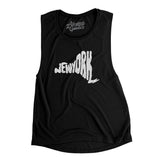 New York State Shape Text Women's Flowey Scoopneck Muscle Tank-Black-Allegiant Goods Co. Vintage Sports Apparel