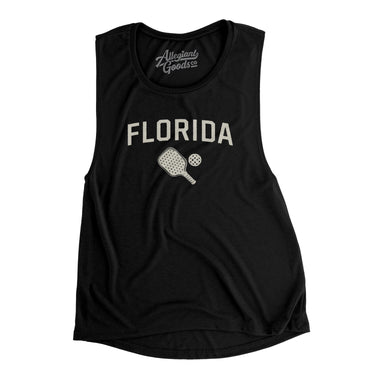 Florida Pickleball Women's Flowey Scoopneck Muscle Tank-Black-Allegiant Goods Co. Vintage Sports Apparel