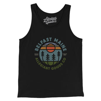 Belfast Maine Retro Badge Men/Unisex Tank Top-Black-Allegiant Goods Co. Vintage Sports Apparel