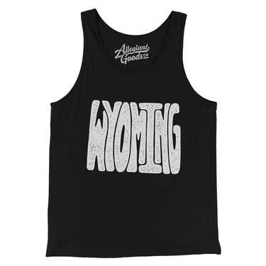 Wyoming State Shape Text Men/Unisex Tank Top-Black-Allegiant Goods Co. Vintage Sports Apparel